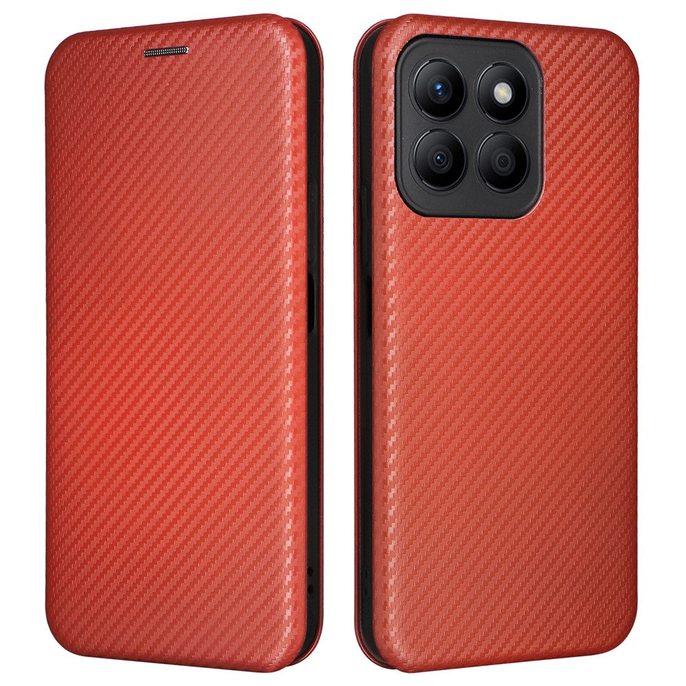 For Honor X8b 4G Stand Phone Case Carbon Fiber Texture Leather Cover
