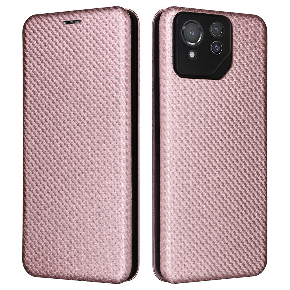 For Asus ROG Phone 8 5G / Phone 8 Pro 5G Phone Case Carbon Fiber Texture Stand Card Holder
