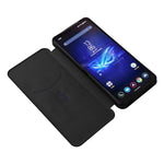 For Asus ROG Phone 8 Pro 5G / 8 5G Leather Case with Card Slot Carbon Fiber Texture