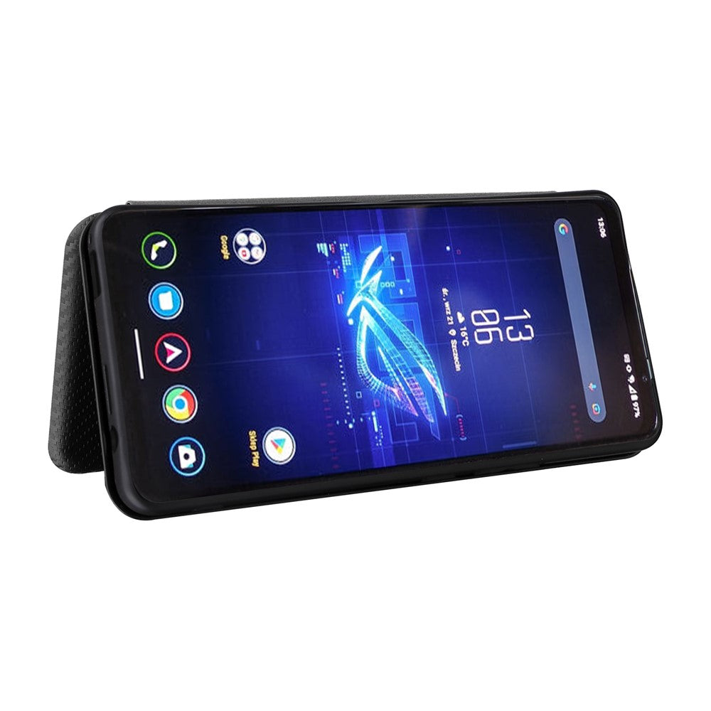 For Asus ROG Phone 8 Pro 5G / 8 5G Leather Case with Card Slot Carbon Fiber Texture