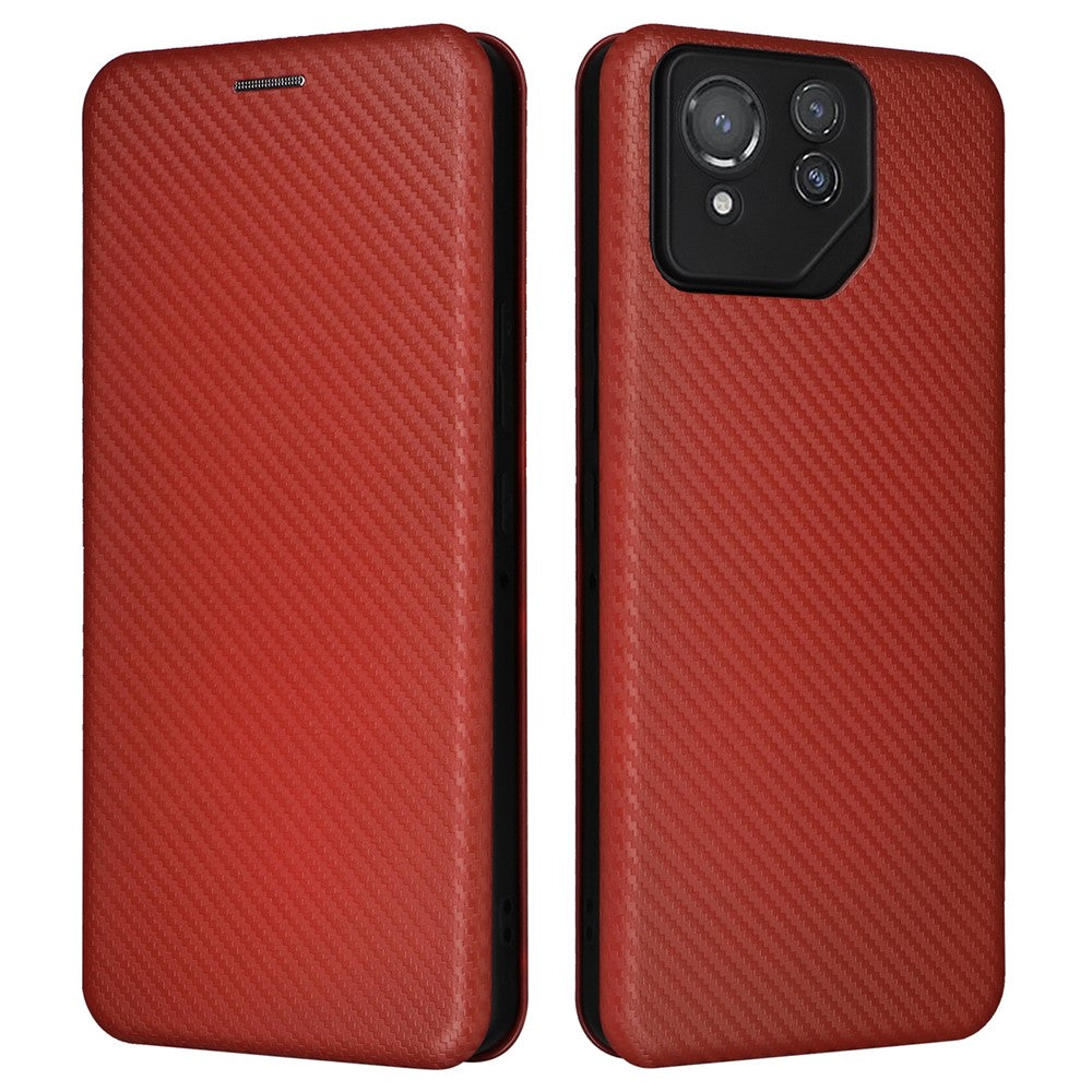For Asus ROG Phone 8 Pro 5G / 8 5G Leather Case with Card Slot Carbon Fiber Texture