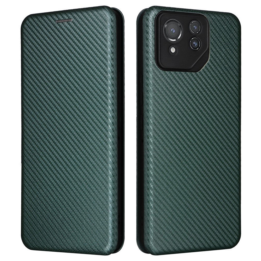 For Asus ROG Phone 8 Pro 5G / 8 5G Leather Case with Card Slot Carbon Fiber Texture