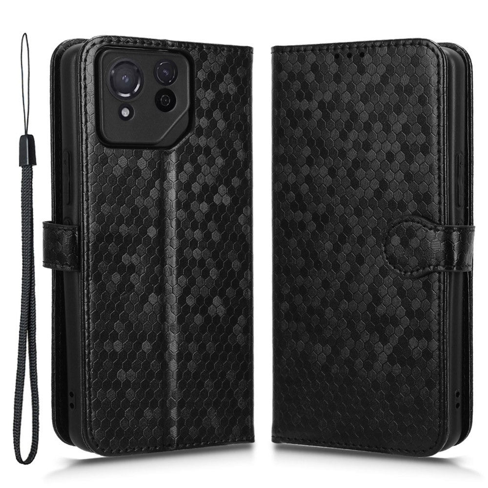 For Asus ROG Phone 8 Pro 5G / 8 5G Phone Wallet Case Dot Imprinted PU Leather Cover
