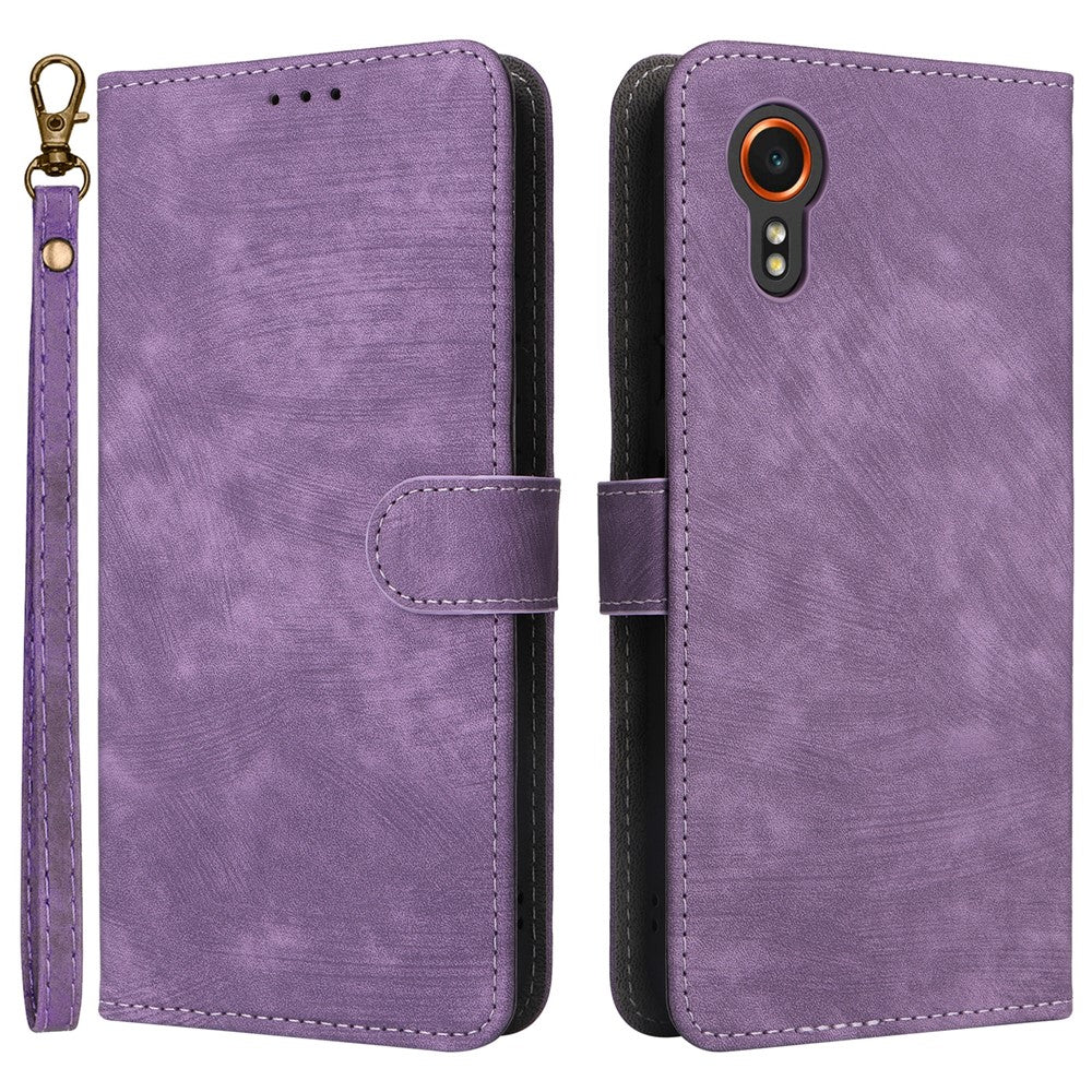 For Samsung Galaxy Xcover7 Leather Case with Strap RFID Blocking Wallet