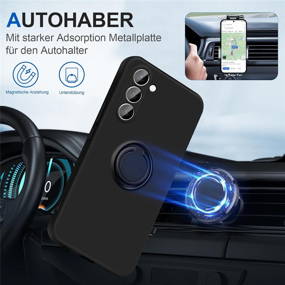For Samsung Galaxy S24 Case with Hand Strap Liquid Silicone Kickstand Phone Cover