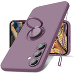 For Samsung Galaxy S24+ Liquid Silicone Case Ring Kickstand Phone Cover