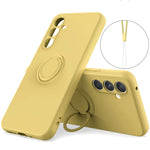 For Samsung Galaxy S24+ Liquid Silicone Case Ring Kickstand Phone Cover