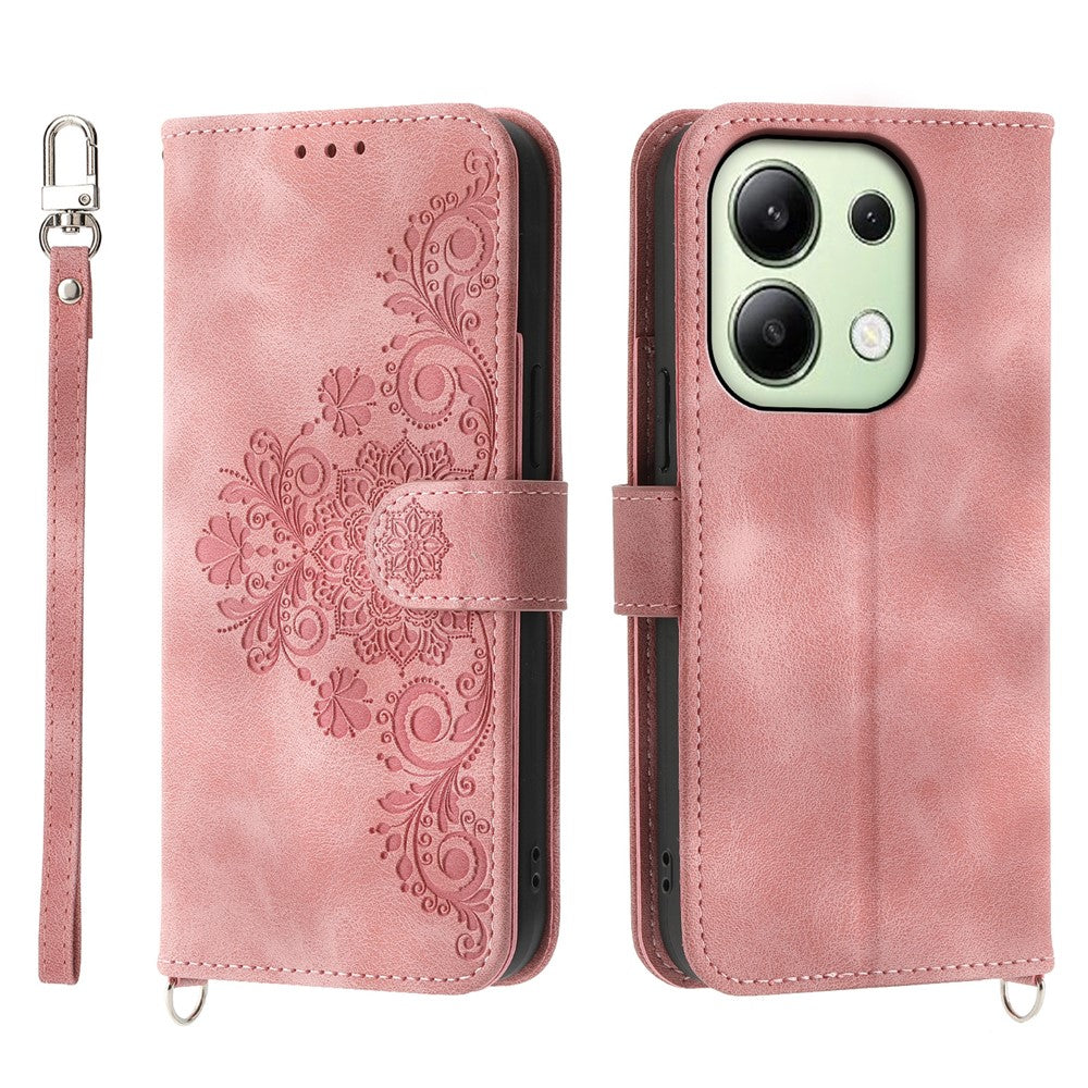 Läderfodral för Xiaomi Redmi Note 13 4G med blommönster och flera kortplatser