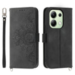Läderfodral för Xiaomi Redmi Note 13 4G med blommönster och flera kortplatser