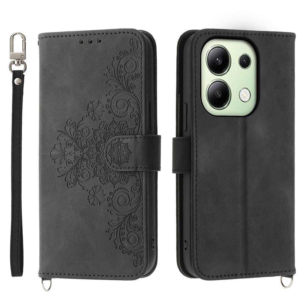 Läderfodral för Xiaomi Redmi Note 13 4G med blommönster och flera kortplatser