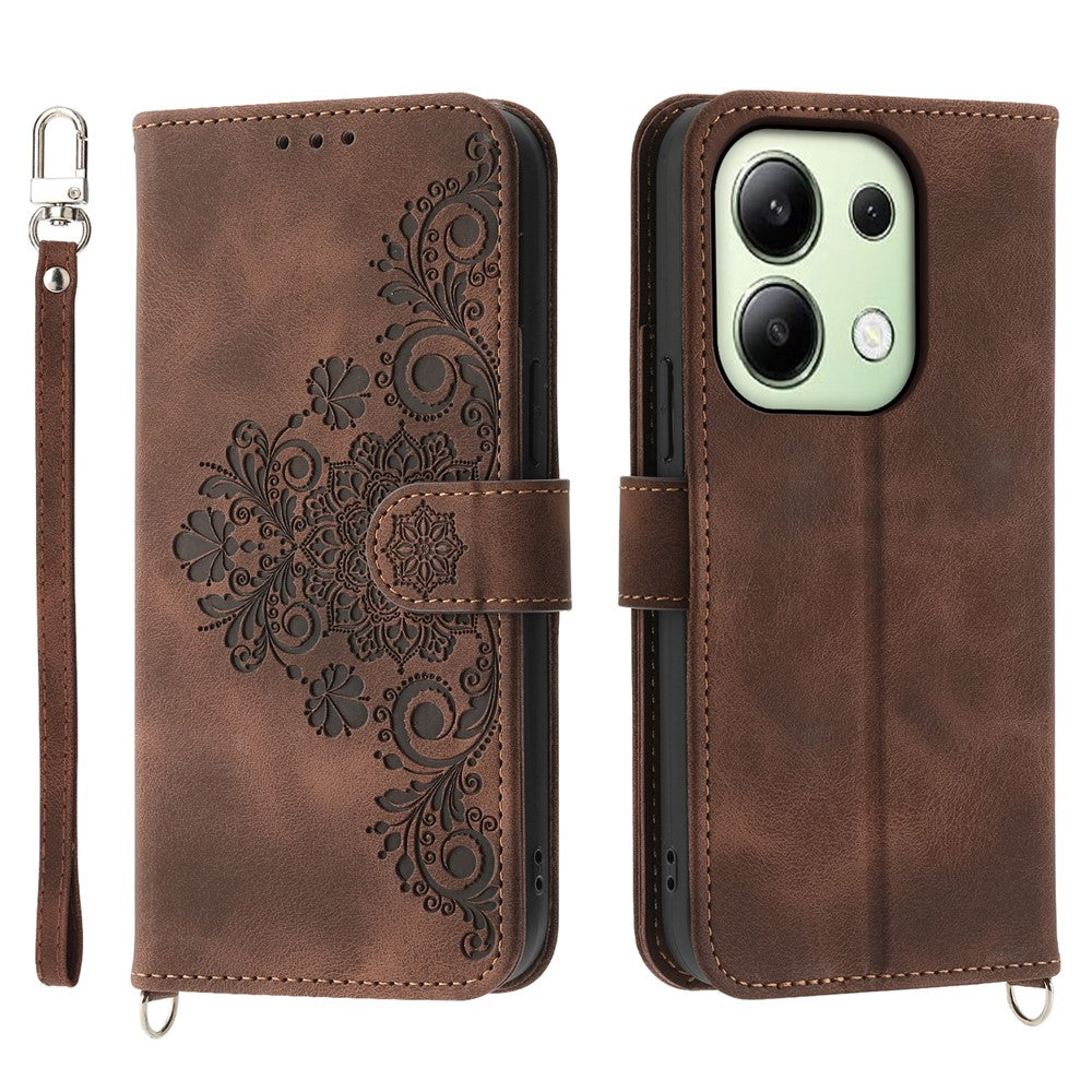 For Xiaomi Redmi Note 13 4G Leather Case Flower Pattern Cover Multiple Card Slots