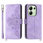For Xiaomi Redmi Note 13 4G Leather Case Flower Pattern Cover Multiple Card Slots