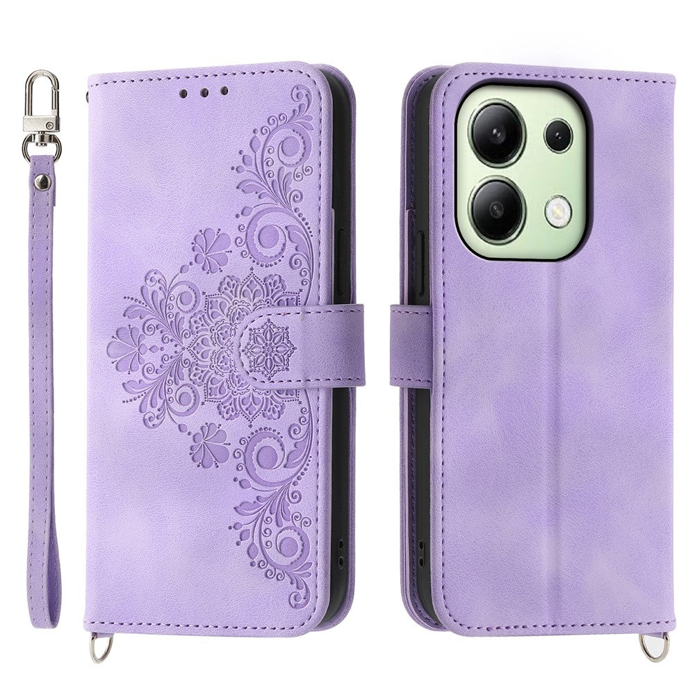 For Xiaomi Redmi Note 13 4G Leather Case Flower Pattern Cover Multiple Card Slots