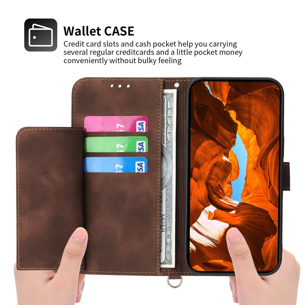 Til Samsung Galaxy A55 5G Cover Crossbody Læder Etui med Kortlommer Pung