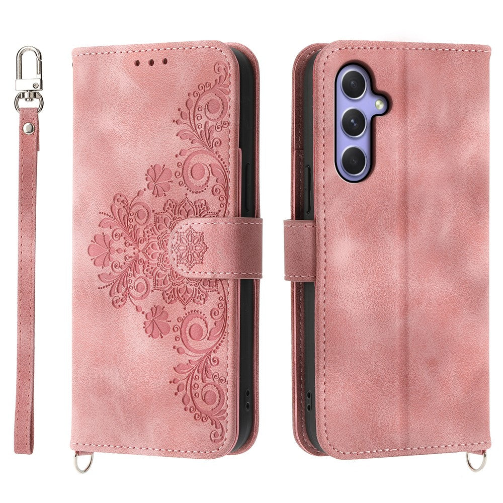 Til Samsung Galaxy A55 5G Cover Crossbody Læder Etui med Kortlommer Pung