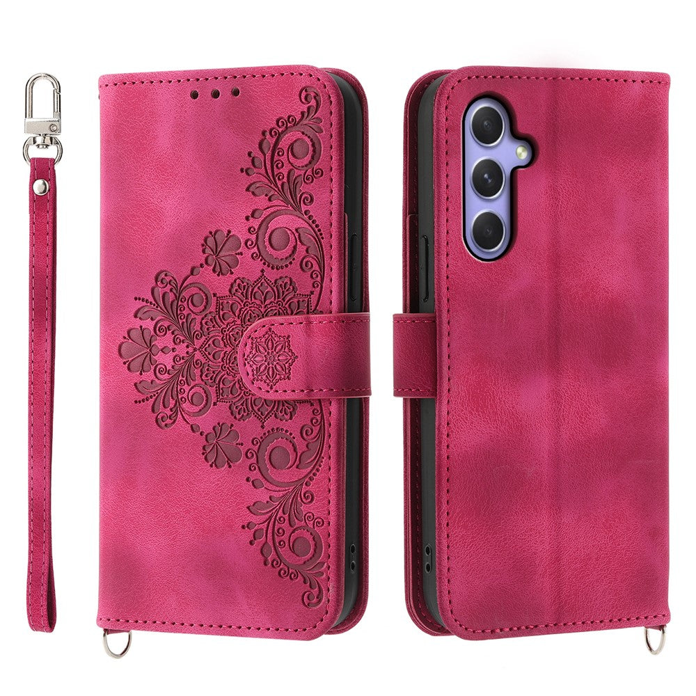 Til Samsung Galaxy A55 5G Cover Crossbody Læder Etui med Kortlommer Pung