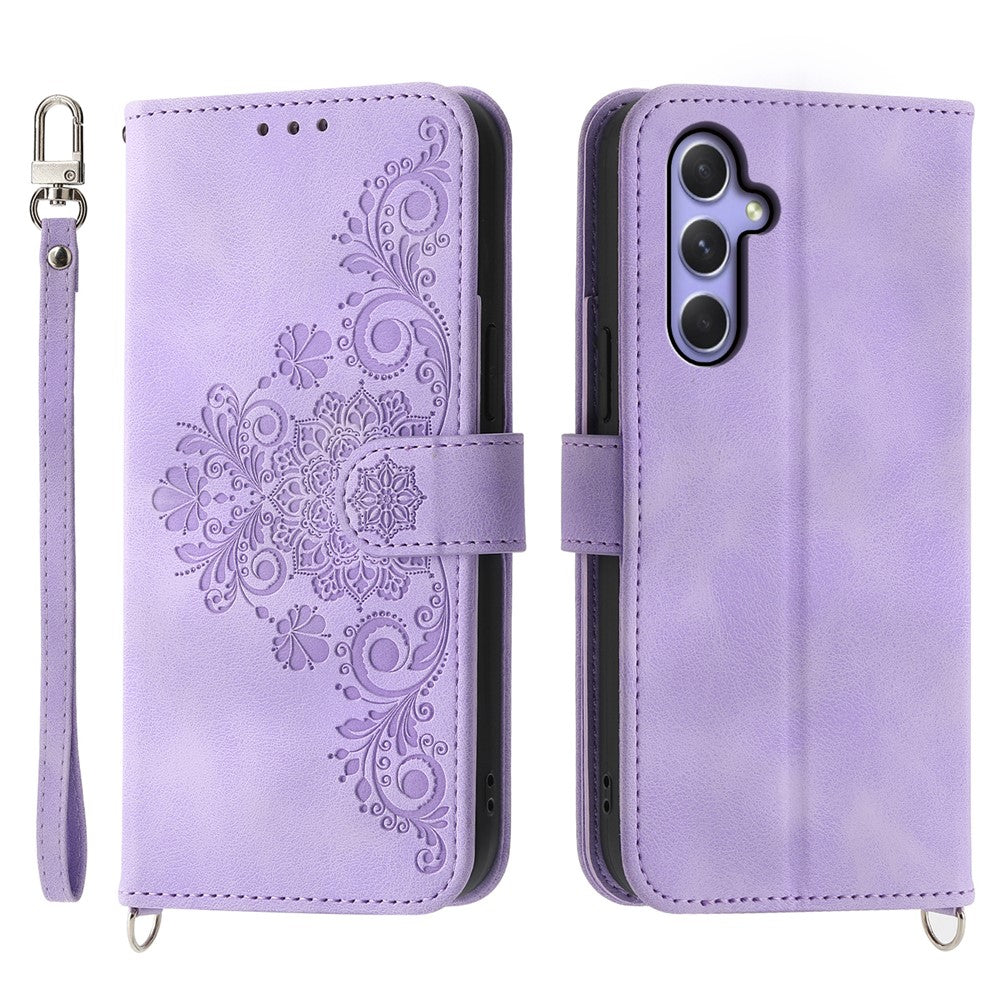 Til Samsung Galaxy A55 5G Cover Crossbody Læder Etui med Kortlommer Pung