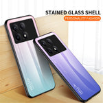 For Xiaomi Redmi K70E 5G / Poco X6 Pro 5G Tempered Glass Case Gradient Color Phone Cover