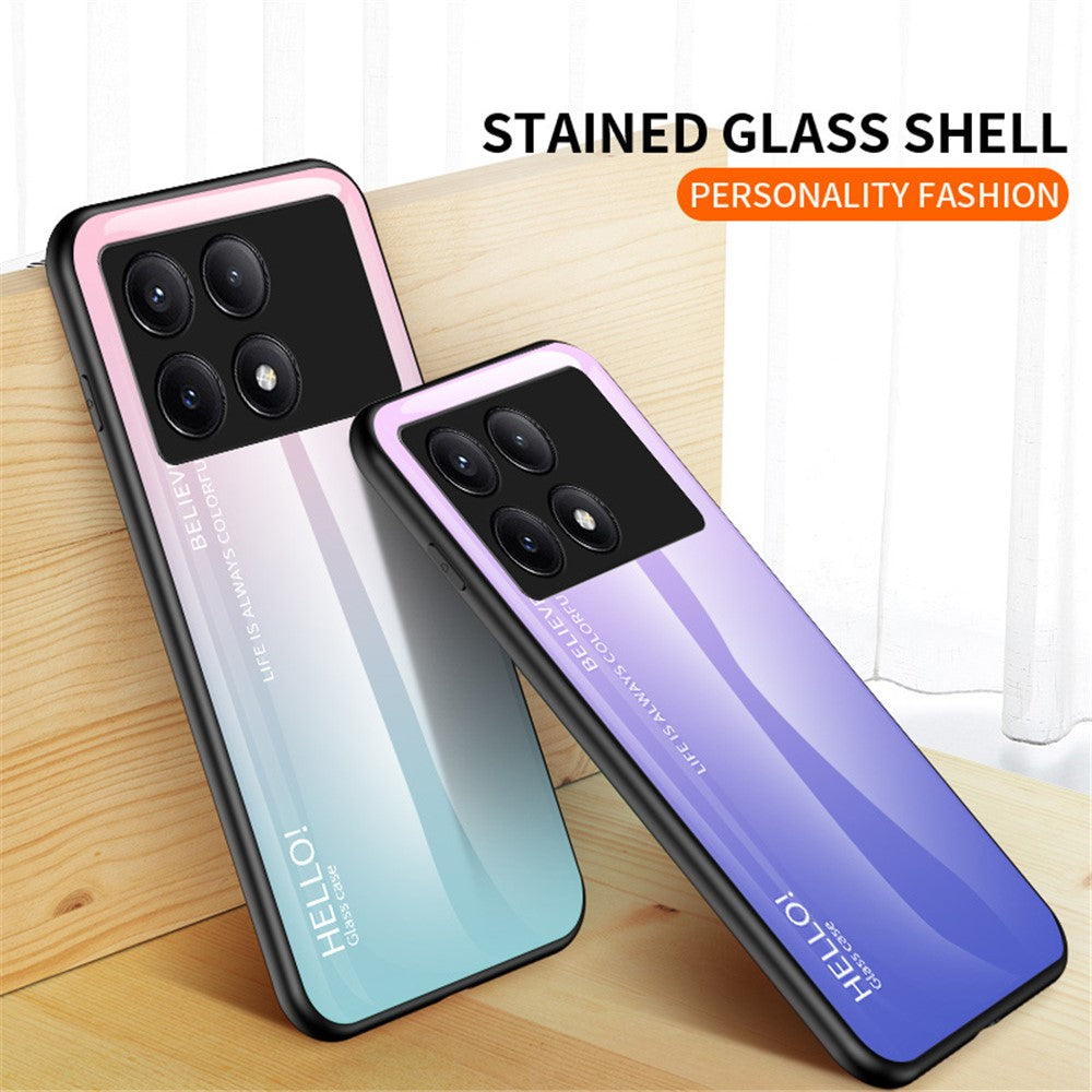 For Xiaomi Redmi K70E 5G / Poco X6 Pro 5G Tempered Glass Case Gradient Color Phone Cover
