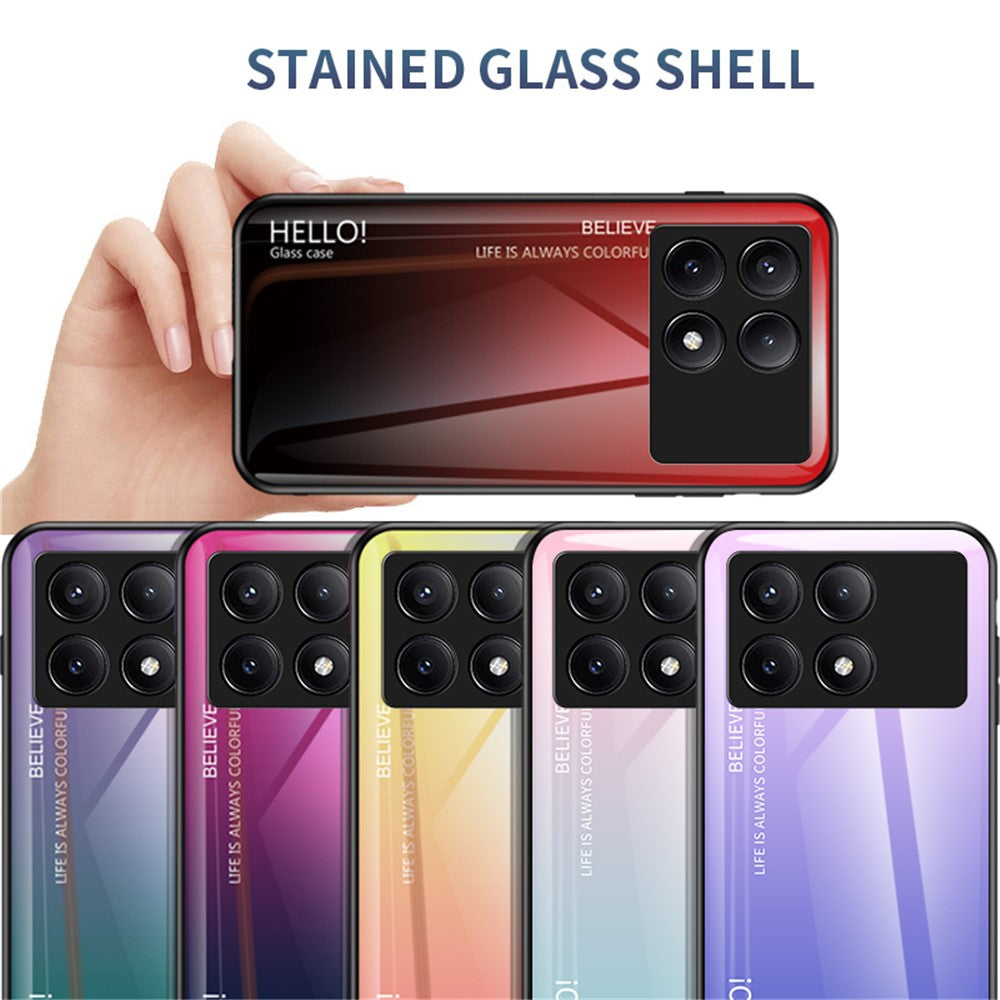 For Xiaomi Redmi K70E 5G / Poco X6 Pro 5G Tempered Glass Case Gradient Color Phone Cover