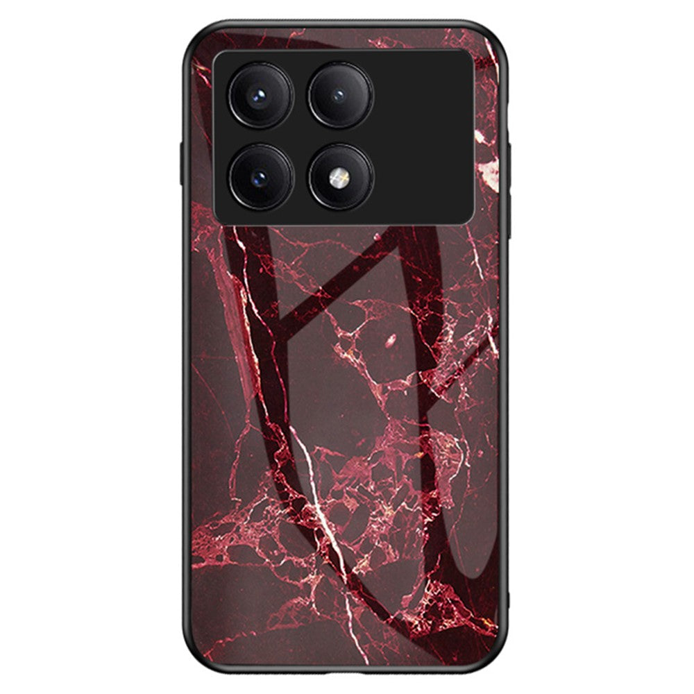 For Xiaomi Redmi K70E 5G / Poco X6 Pro 5G Case Marble Pattern Tempered Glass+PC+TPU Cover