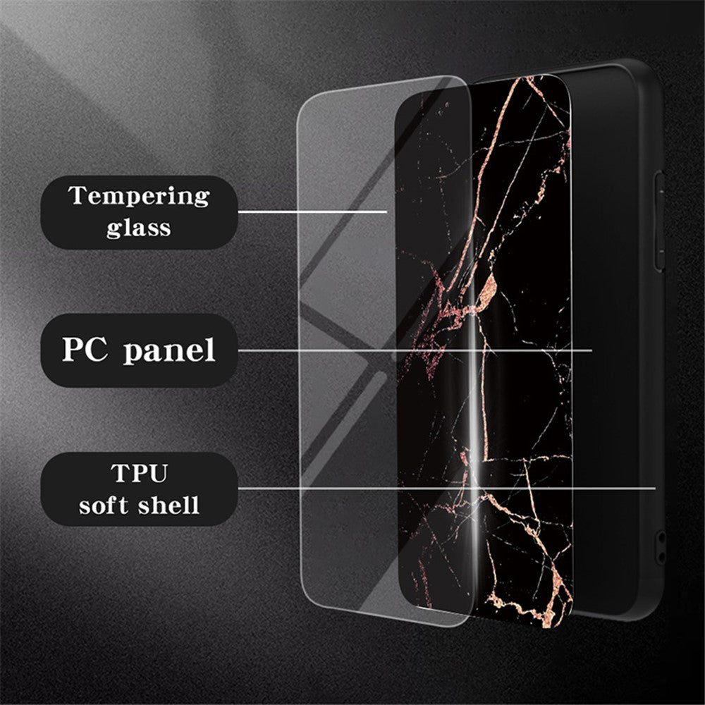 For Xiaomi Redmi K70E 5G / Poco X6 Pro 5G Case Marble Pattern Tempered Glass+PC+TPU Cover