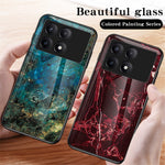 For Xiaomi Redmi K70E 5G / Poco X6 Pro 5G Case Marble Pattern Tempered Glass+PC+TPU Cover