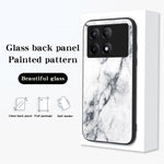 For Xiaomi Redmi K70E 5G / Poco X6 Pro 5G Case Marble Pattern Tempered Glass+PC+TPU Cover