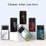 For Xiaomi Redmi K70E 5G / Poco X6 Pro 5G Case Marble Pattern Tempered Glass+PC+TPU Cover