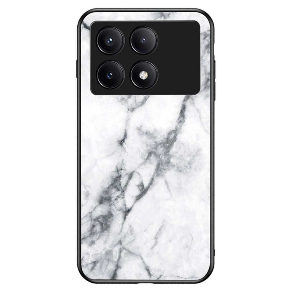 For Xiaomi Redmi K70E 5G / Poco X6 Pro 5G Case Marble Pattern Tempered Glass+PC+TPU Cover