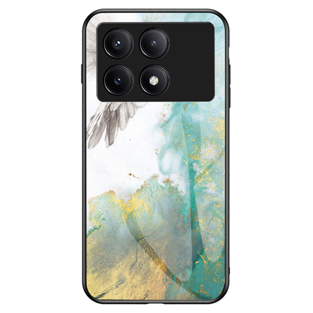 For Xiaomi Redmi K70E 5G / Poco X6 Pro 5G Case Marble Pattern Tempered Glass+PC+TPU Cover