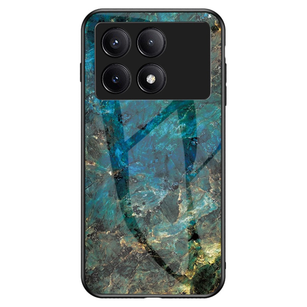 For Xiaomi Redmi K70E 5G / Poco X6 Pro 5G Case Marble Pattern Tempered Glass+PC+TPU Cover