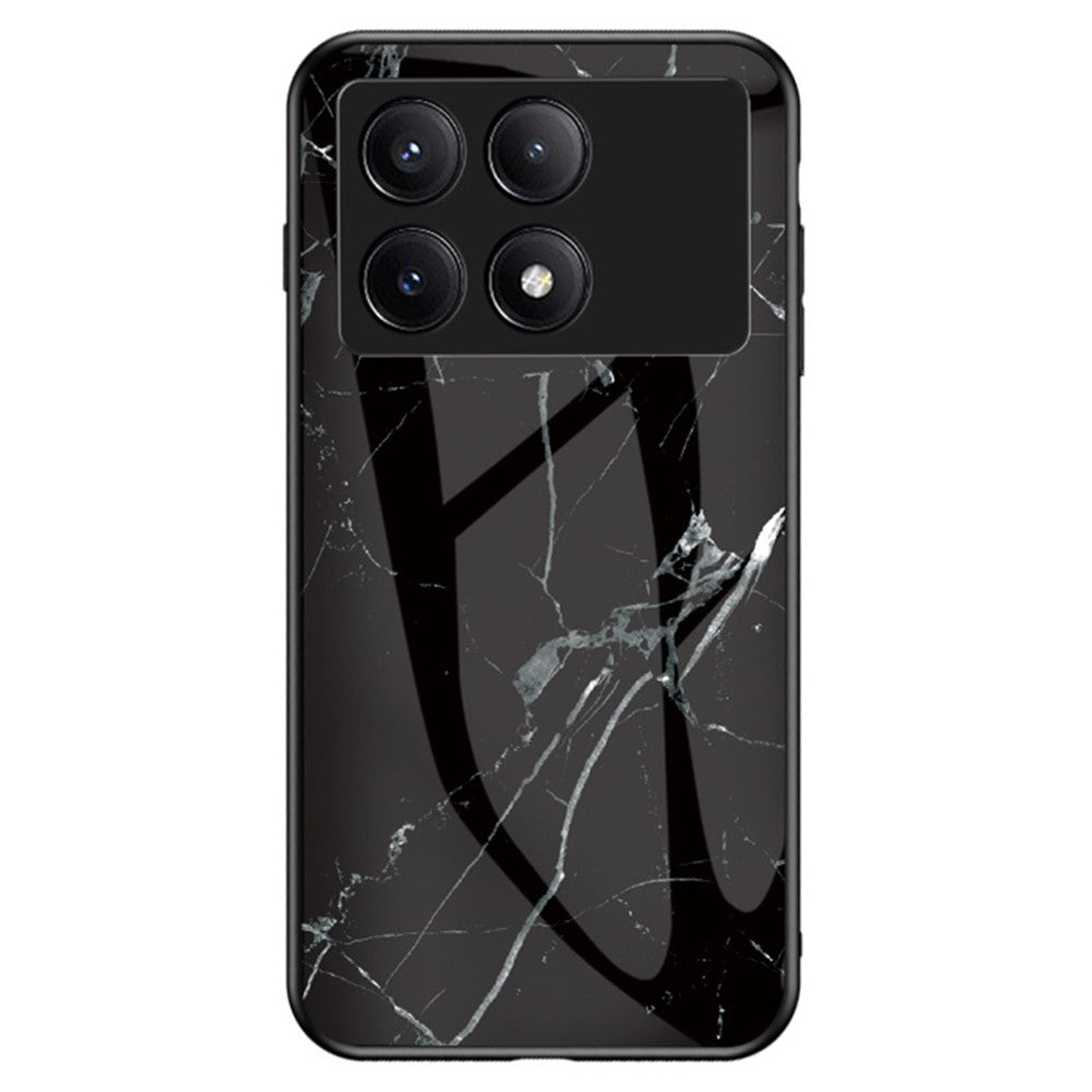 For Xiaomi Redmi K70E 5G / Poco X6 Pro 5G Case Marble Pattern Tempered Glass+PC+TPU Cover
