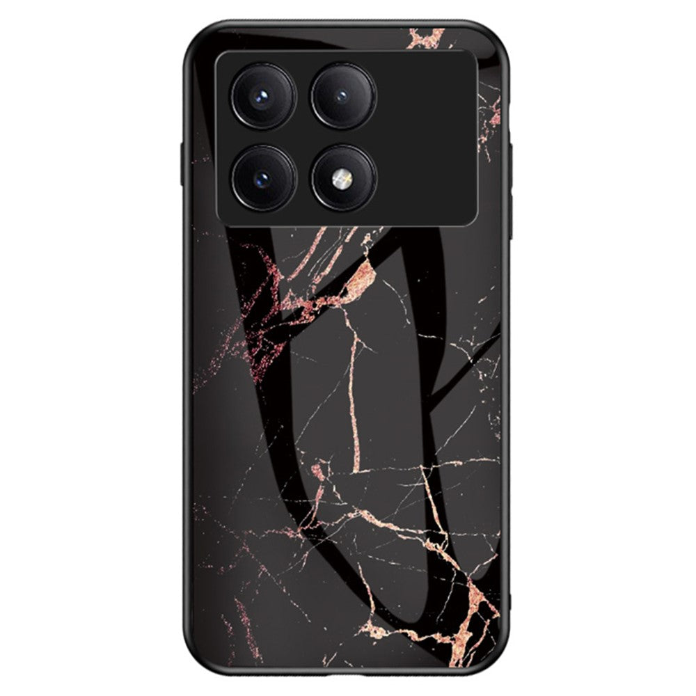 For Xiaomi Redmi K70E 5G / Poco X6 Pro 5G Case Marble Pattern Tempered Glass+PC+TPU Cover