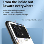 For Xiaomi Redmi K70E 5G / Poco X6 Pro 5G Case Tempered Glass Kickstand Cover Flower Pattern