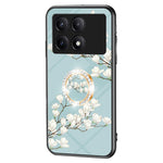 For Xiaomi Redmi K70E 5G / Poco X6 Pro 5G Case Tempered Glass Kickstand Cover Flower Pattern