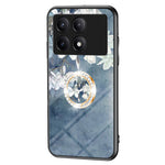For Xiaomi Redmi K70E 5G / Poco X6 Pro 5G Case Tempered Glass Kickstand Cover Flower Pattern