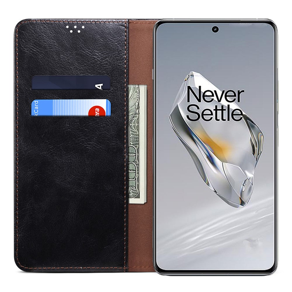 OnePlus Ace 3 5G / 12R 5G-skal Waxy Crazy Horse Texture PU-läderfodral mobilplånbok