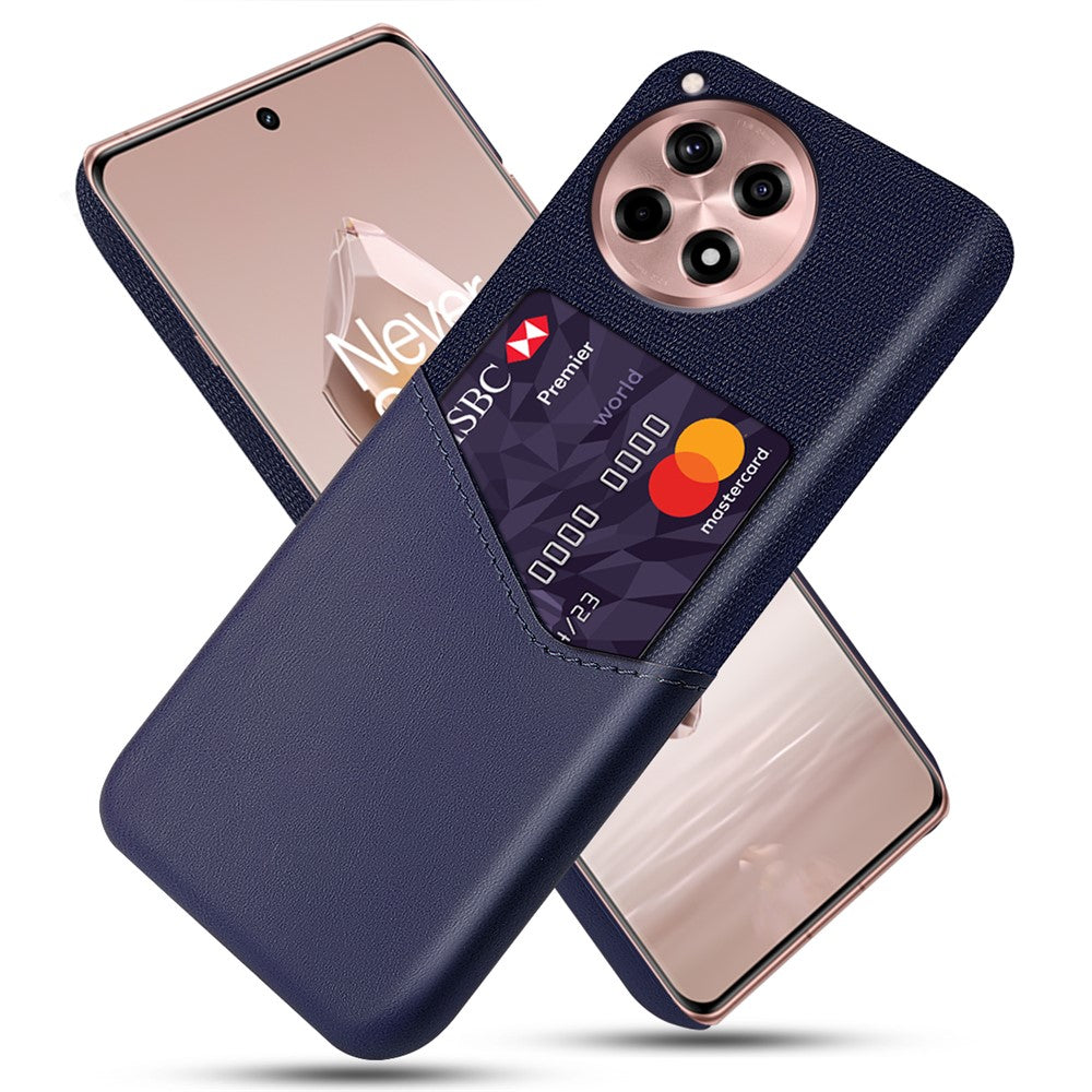 For OnePlus Ace 3 5G / 12R 5G Case Cloth Texture PU Leather+PC Card Holder Phone Cover