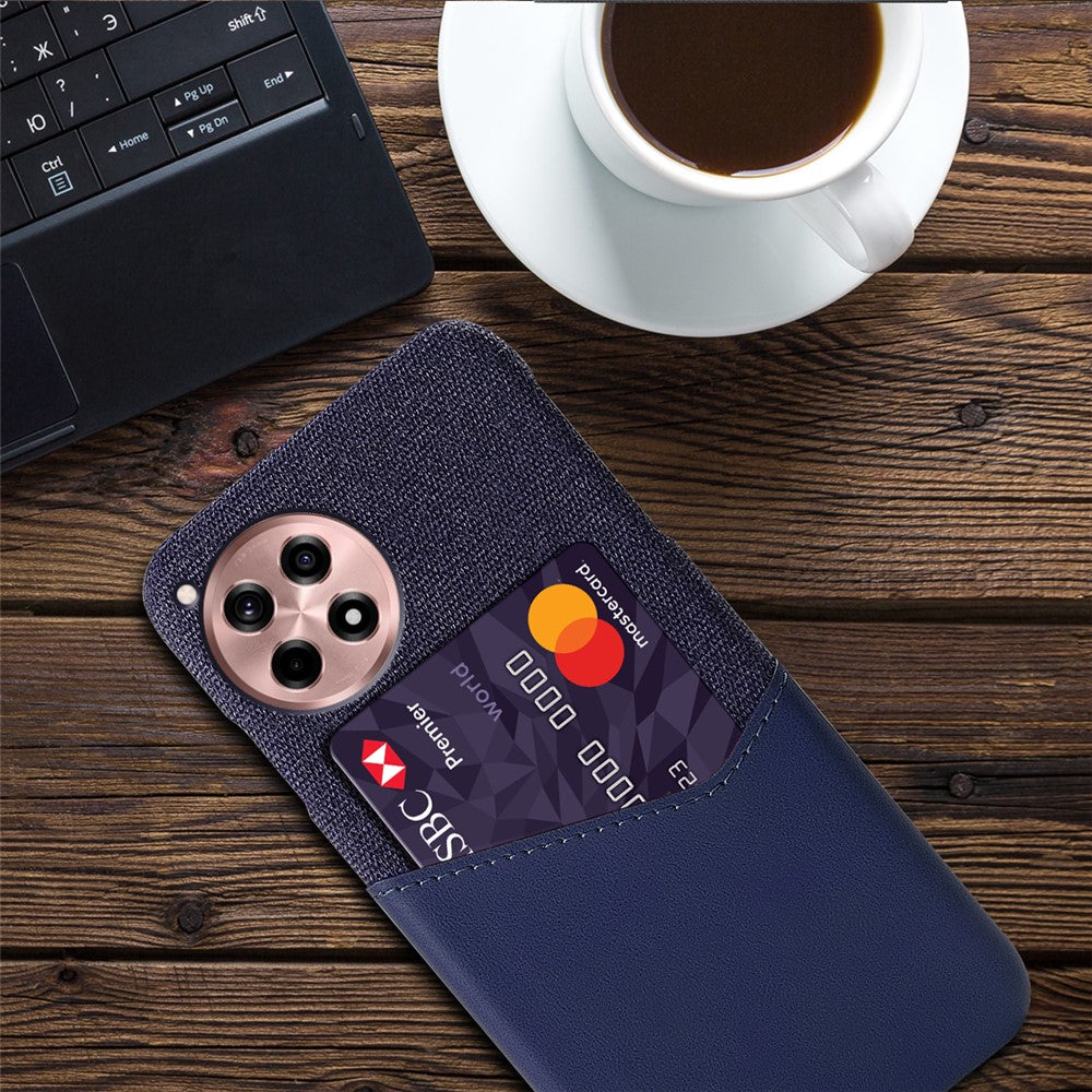For OnePlus Ace 3 5G / 12R 5G Case Cloth Texture PU Leather+PC Card Holder Phone Cover