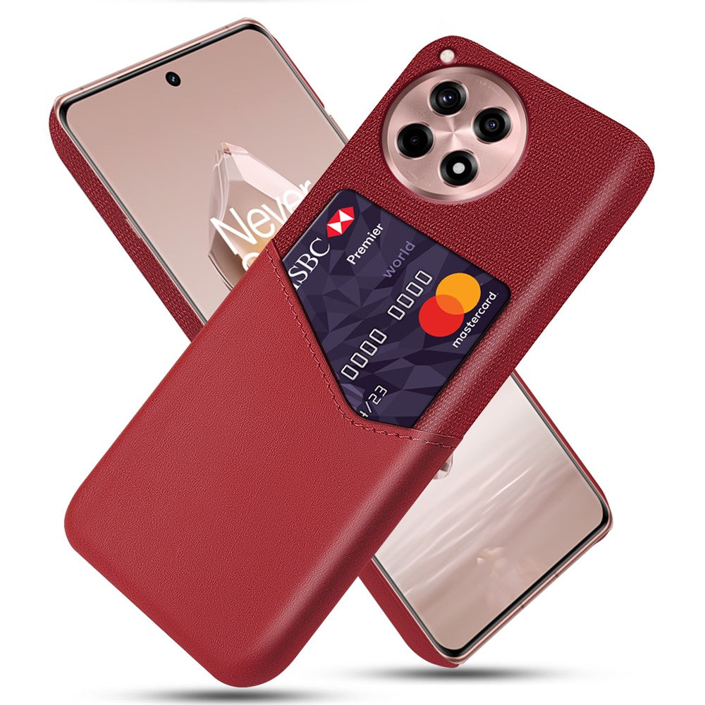 For OnePlus Ace 3 5G / 12R 5G Case Cloth Texture PU Leather+PC Card Holder Phone Cover