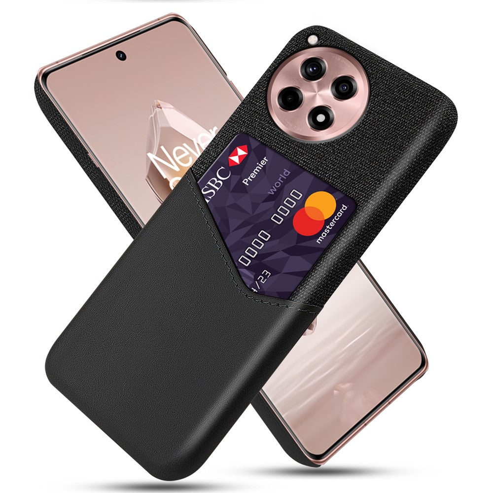 For OnePlus Ace 3 5G / 12R 5G Case Cloth Texture PU Leather+PC Card Holder Phone Cover