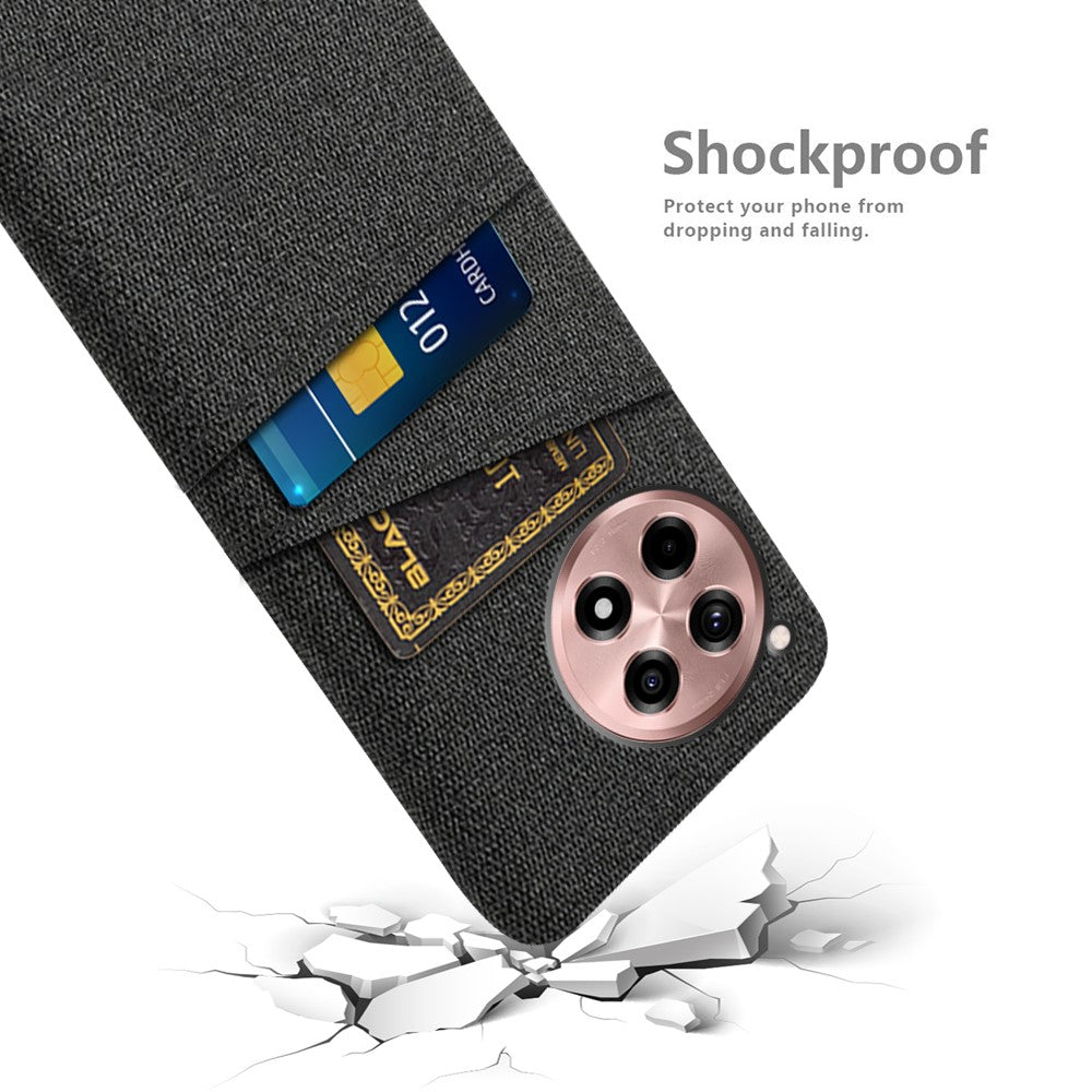 OnePlus Ace 3 5G / 12R 5G-skal med tygstruktur, hårt PC-skal med dubbla korthållare