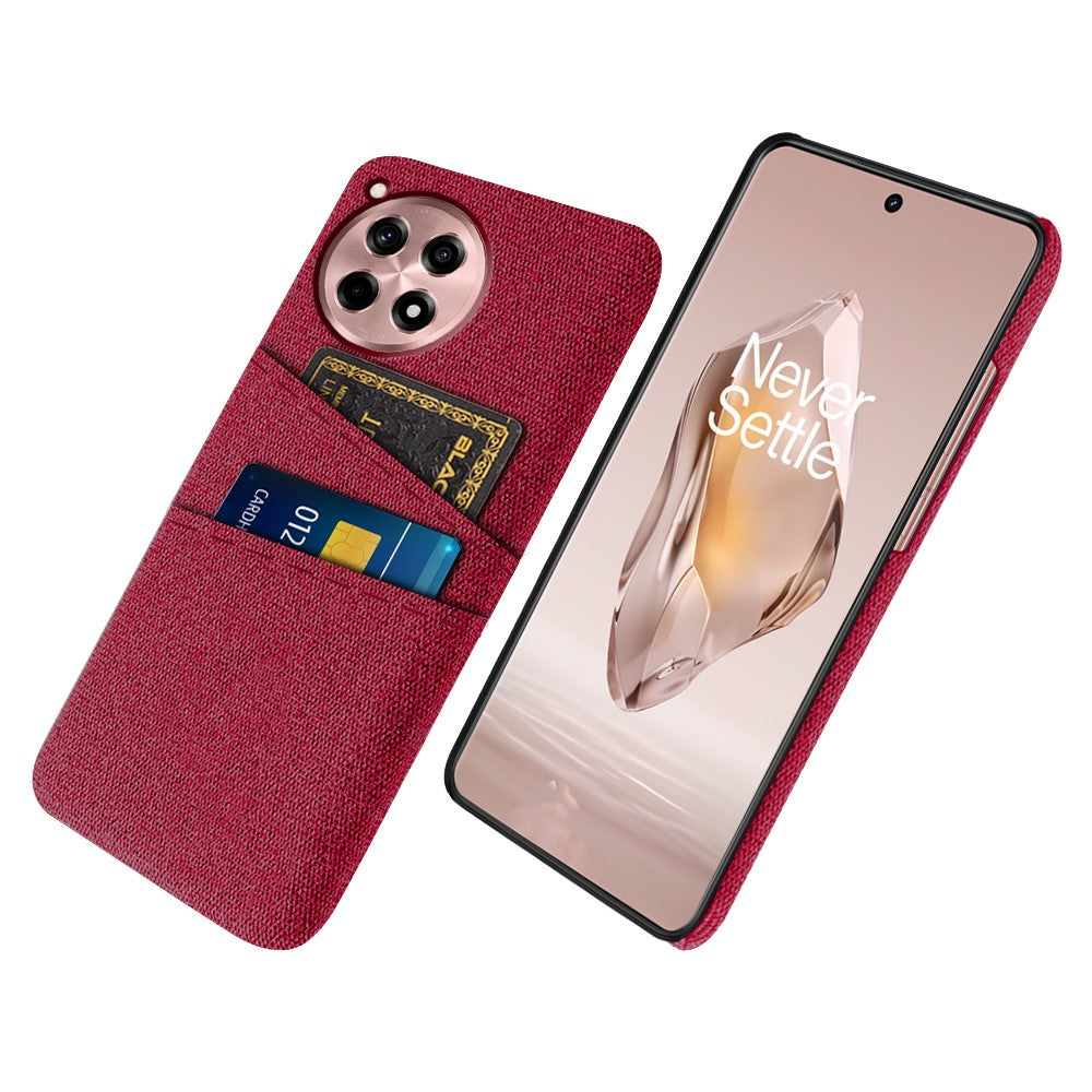 OnePlus Ace 3 5G / 12R 5G-skal med tygstruktur, hårt PC-skal med dubbla korthållare