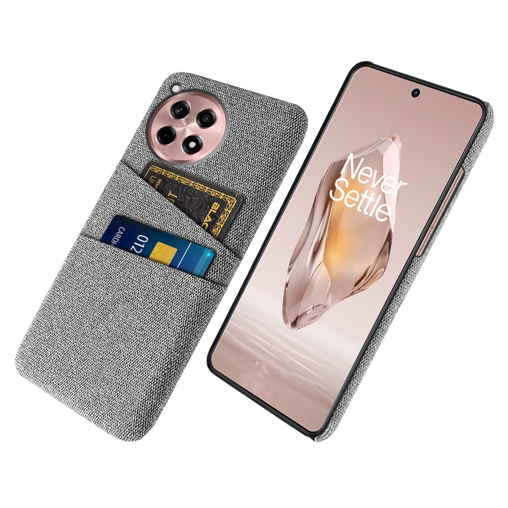 OnePlus Ace 3 5G / 12R 5G-skal med tygstruktur, hårt PC-skal med dubbla korthållare