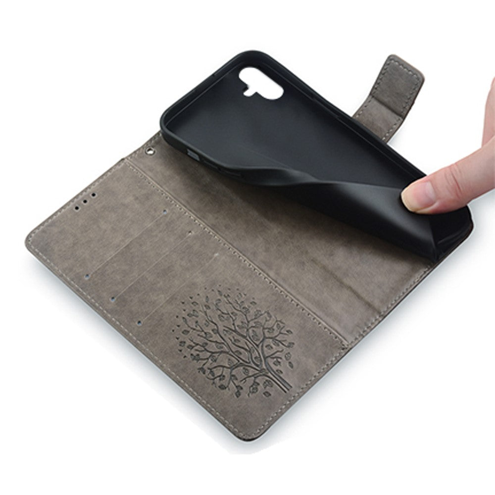 Til Samsung Galaxy F14 5G cover med præget hjortetræmønster og beskyttende cover med håndledsrem