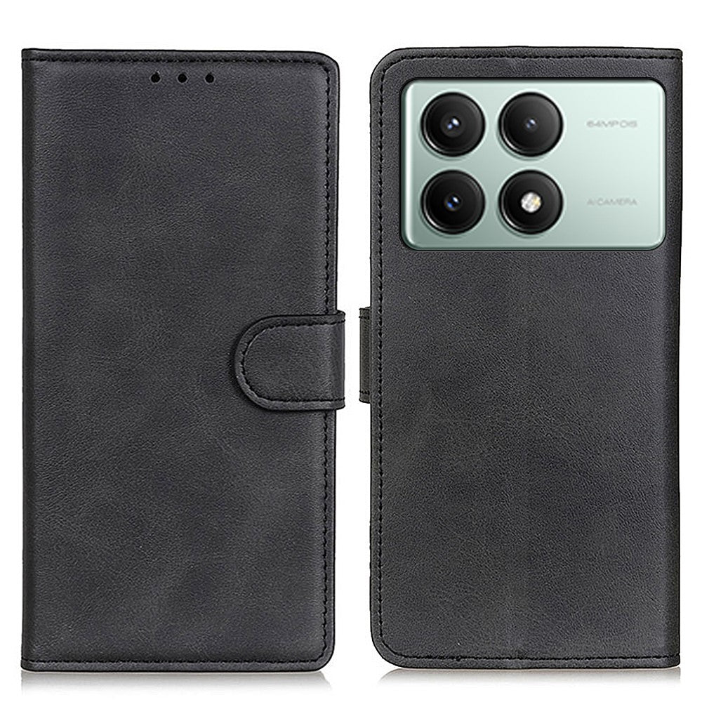 Leather Case for Xiaomi Redmi K70E 5G / Poco X6 Pro 5G Shell Cowhide Texture Stand Phone Cover