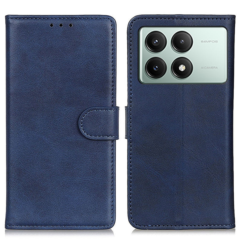 Leather Case for Xiaomi Redmi K70E 5G / Poco X6 Pro 5G Shell Cowhide Texture Stand Phone Cover