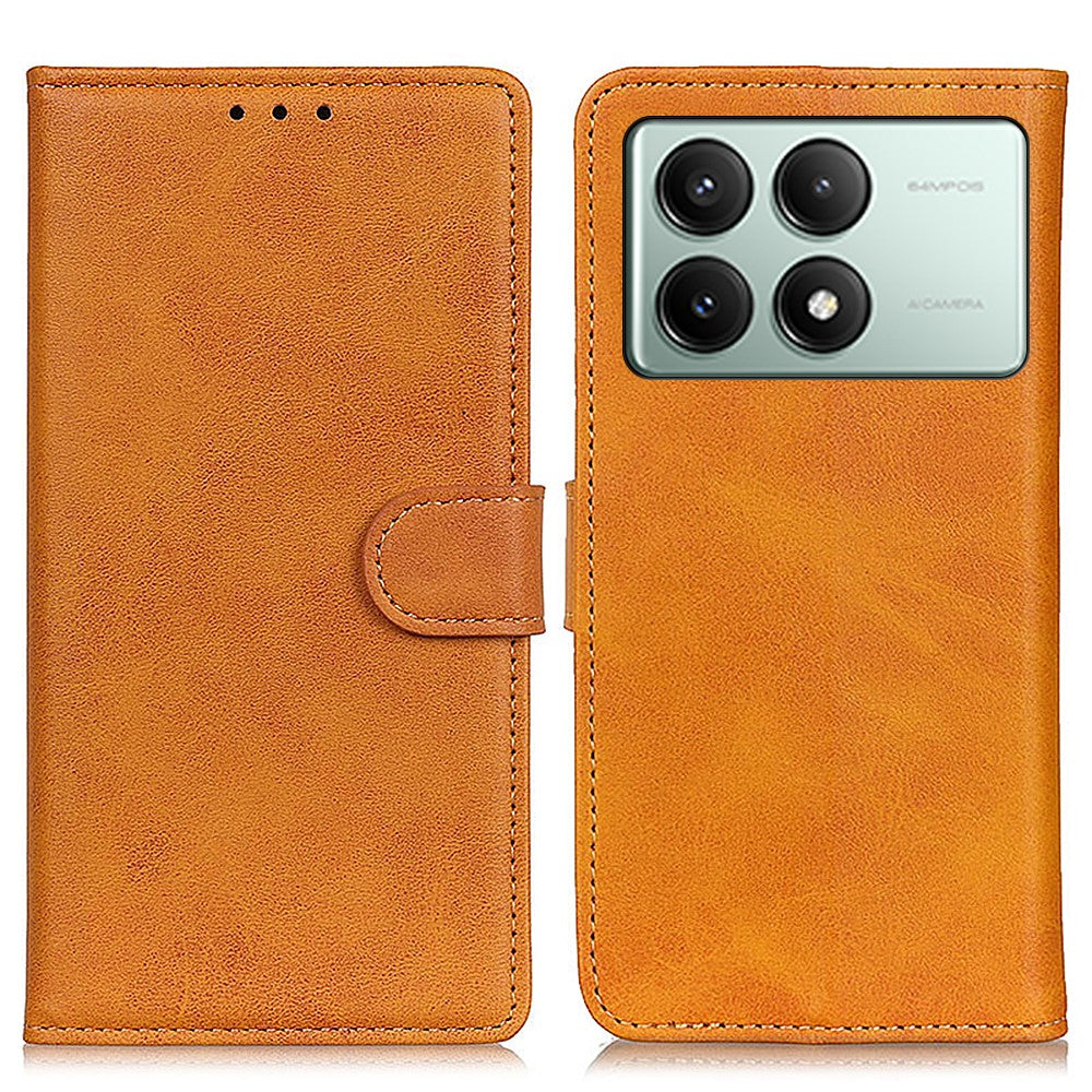 Leather Case for Xiaomi Redmi K70E 5G / Poco X6 Pro 5G Shell Cowhide Texture Stand Phone Cover