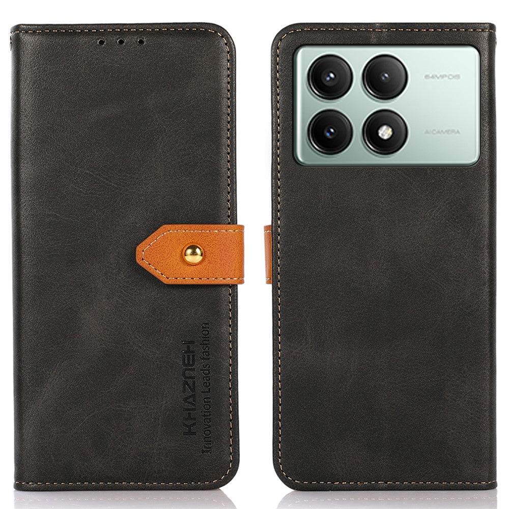 KHAZNEH For Xiaomi Redmi K70E 5G / Poco X6 Pro 5G Case Golden Magnetic Buckle Wallet Phone Protector